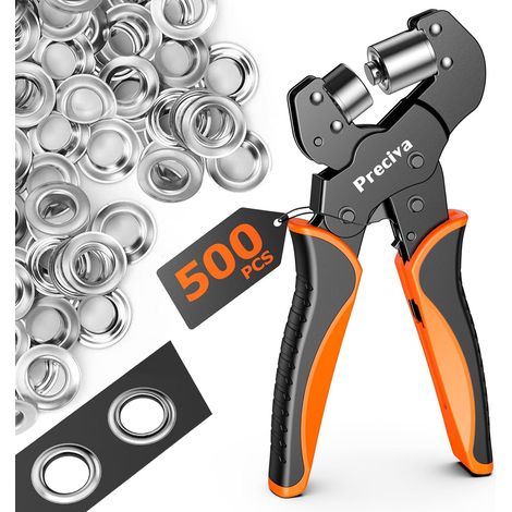 Pince à Oeillets, Pince Perforatrice à œillets, Pince perforeuse avec 500 œillets, Kit de Poinçonnage D'œillets de Machine pour Affiches, Bannières, Cartons (1/5)