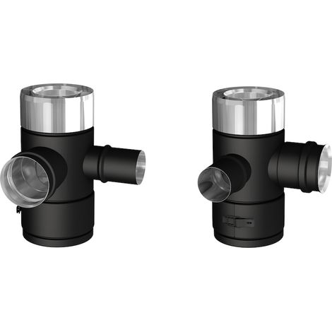 JONCOUX Té 90° fumées air réversible avec tampon - Apollo Pellets 2.0 - noir Ø80/130 mm