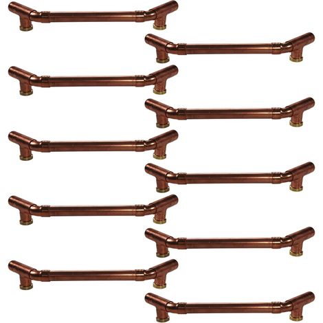Lot de 10 Poignées élégantes en Cuivre - Entraxe 128 mm - Ø12 - Arcanaute (1/3)