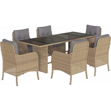 Maison Exclusive - Set da Pranzo da Giardino 7 pz con Cuscini Beige in Polyrattan (1/5)