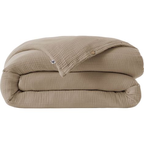 Housse de couette 260x240cm gaze de coton coloris Ficelle - INALIA