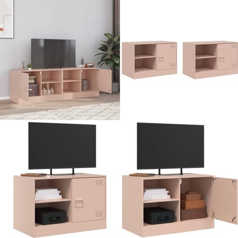 TV-Schränke 2 Stk. Rosa 67x39x44 cm Stahl - TV-Schrank - Fernsehschrank - Regal - Wohnzimmereinrichtung - Rosa Möbel - Home & Living (1/5)