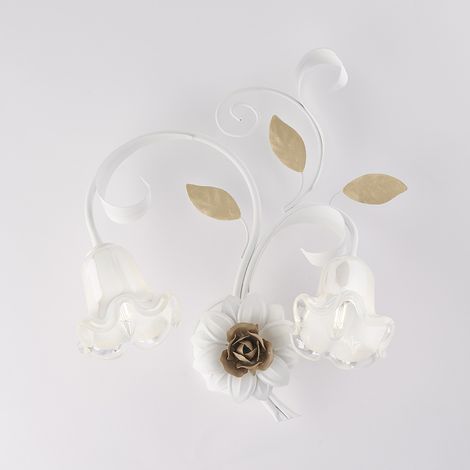 Applique Arte Povera Cesto Metallo Bianco E Oro 2 Luci E14 (1/2)