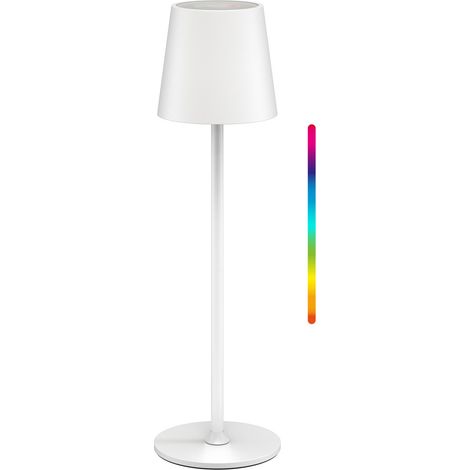 Lámpara de mesa led inalámbrica, tamaño m, 38 cm, rgbw, blanco, con control táctil, 3 w, 160 lm, numerosos colores de luz rgb, blanco cálido (3000 k), ip44, regulable de forma continua. (1/5)