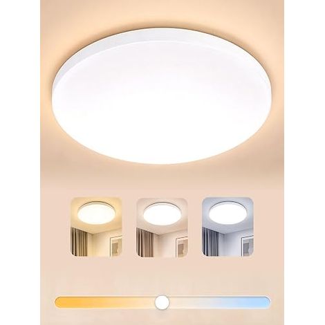 LED Bathroom Ceiling Light IP65 17 W 2335LM 3 Colours 3000 K/4000 K/6500K Change by Wall Switch CRI 80 Flicker-Free Ceiling for Bedroom Balcony Entrance Diameter 22 cm (1/5)