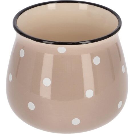 Pot de fleurs en céramique avec pois blancs 125 mm Beige-NANOTEH (1/5)