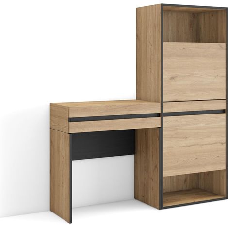 Table Console d'Entrée Grand Espace de Rangement 130x145x35 cm avec tiroir Meuble à Chaussures Style Moderne Chêne (1/5)