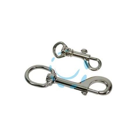 MOSCHETTONI A SCATTO CON ANELLO GIREVOLE IN ACCIAIO NICHELATO - mm.130 giganti