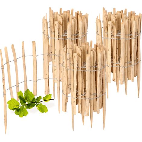 Garronda Cloture Jardin Exterieur à Planter en noisetier, clôture Jardin, clôture Bois, Bordure en Bois, ganivelle de Potager Exterieur GD-0156 Lot de 3 (Écart des Lattes: 3-5 cm, 50 cm x 5m)