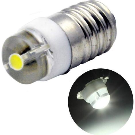E10 Ampoule LED CC 3V 0.5W 6000K Blanc 200LM Ampoule LED pour Lampe Torche Lampe Torche, Terre Négative (Lot de 1) (1/4)