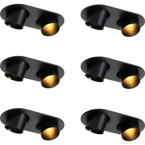 Set of 6 Recessed Spotlights Black GU10 35mm Tiltable 2-Light - Installa