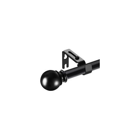 71 122cm Tringle à rideaux , noire, avec deux supports, tête ronde épissée, pour salon, chambre à coucher, chambre d'enfant, salle à manger ou cuisine