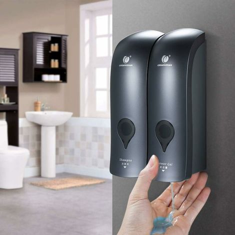 Green Mobility-300 ML 2 Distributeur Double de Savon Mural,Distributeur de Savon Manuel Douche,pour Cuisine, Salle De Bain, Bureau (1/5)