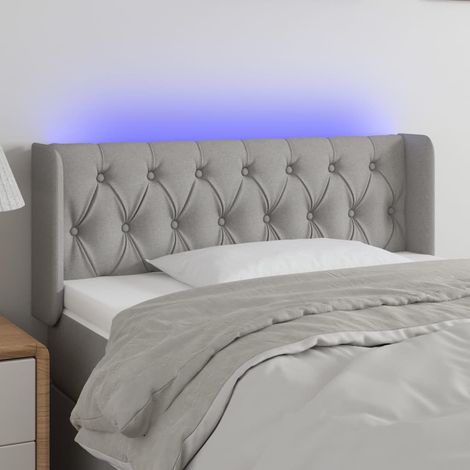 Tête de lit à LED - Design industriel - Pour Lit adulte - Gris clair 103x16x78/88 cm Tissu Chic-386897 (1/5)