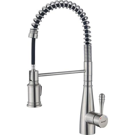 Robinet Cuisine Douchette Extractible Ressort, Flexible Rotatif 360°, 2 Jets, Eau Chaude Froide, Monotrou, Mitigeur Cuisine Installation Simple (1/5)