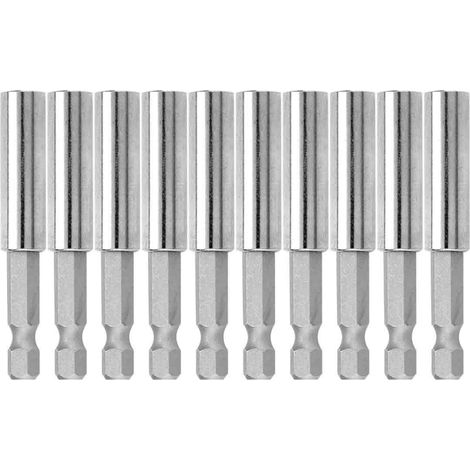 Bit Holder Extension Bar - 60 mm - 1/4" Hex Shank - Magnetic Quick Release - For Screwdriver And Drill Bits - 10 pcs (1/5)