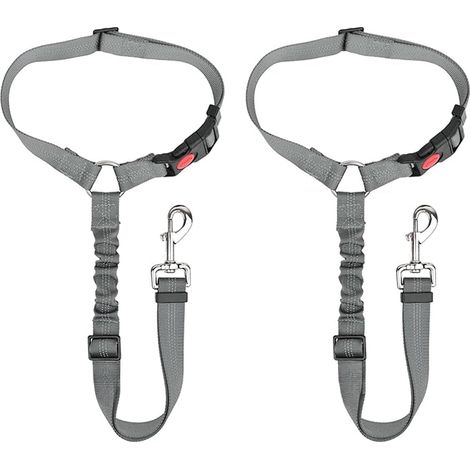 Laisse De Sécurité Pour Chien En Voiture - Harnais Rétractable Avec Amortisseur Élastique - Fixation Par Appui-Tête - Longueur Réglable 20 À 32 Pouce - Noir - Lot De 2 (1/5)