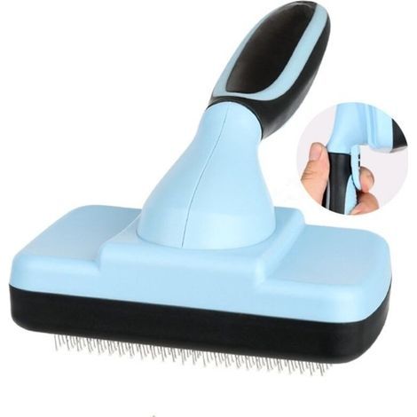Brosse autonettoyante pour chiens et chats - Bleu - Enlève jusqu'à 95% des poils morts (1/4)