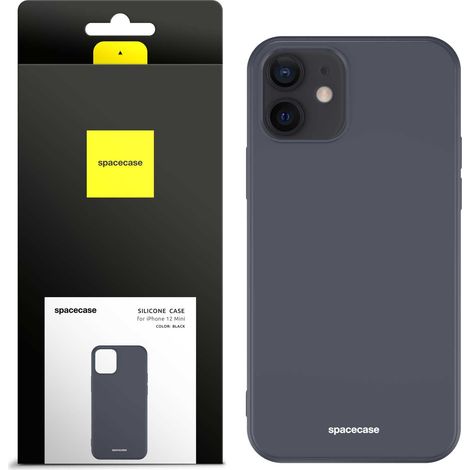 Funda de silicona Spacecase para iPhone 12 Mini, color negro. (1/5)