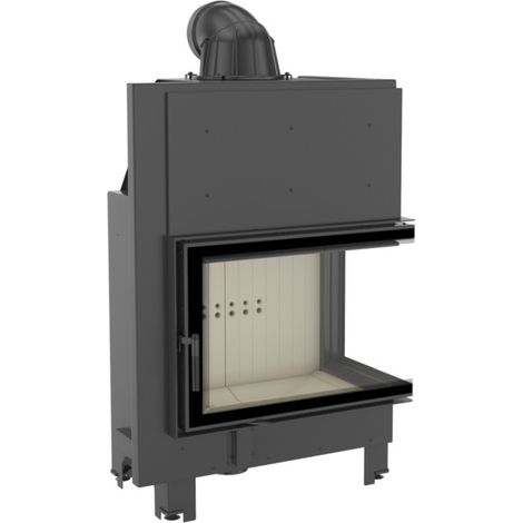 Insert cheminée MBA 17 BS vitre à droite vitre courbée + 4 bouches recuperateur (1/4)