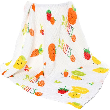 Serviette de bain pour nouveau-né en coton seersucker lavé de classe A, six épaisseurs de gaze, 110 x 105 cm