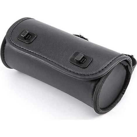 Sacoche de fourche pour moto, sacoche à outils de guidon en cuir PU, sac de rangement enroulable pour dossier, sacoche de selle à 2 sangles, modèle universel. (1/5)