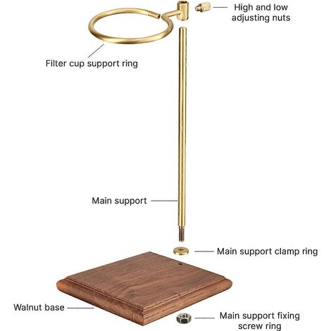 Kaffeefilterhalter mit abnehmbarem Halter für Pour-Over-Kaffee, gefertigt aus natürlichem Walnussholz, mit Anti-Rutsch-Funktion