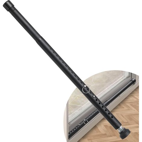 Barre de sécurité pour porte coulissante, 45 à 128,3 cm, barre de sécurité réglable avec embouts en caoutchouc, barre de sécurité de fenêtre de 2,5 cm de diamètre pour maison, appartement, voyage (1/5)