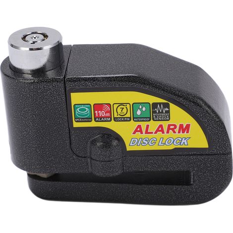 Diebstahlsicheres Scheibenbremsenschloss für Fahrräder/Motorräder mit 110-dB-Alarm, Scheibenbremsenschloss für Elektromotorräder und Roller, schwarz (1/5)