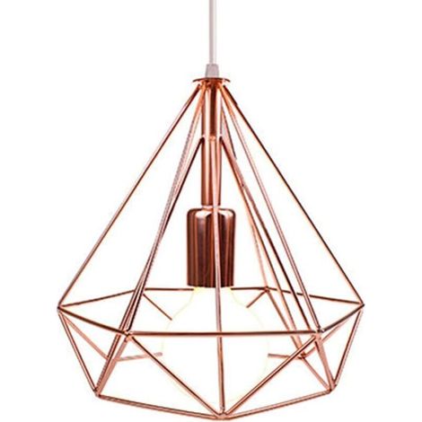STOEX Vintage Suspension Industrielle Lustre Abat-jour Éclairage Douille E27 Edison Plafonnier Métal Ø25cm, Or rose (Sans ampoule)