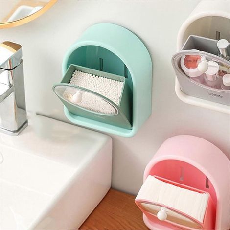 Boîte de rangement murale sans perçage, blanc gris-- (1/5)