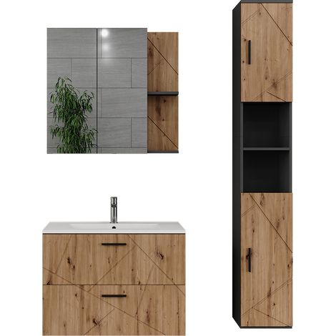 Badmöbel-Set Irma, Anthrazit/Artisan, 4 Teile, Vicco
