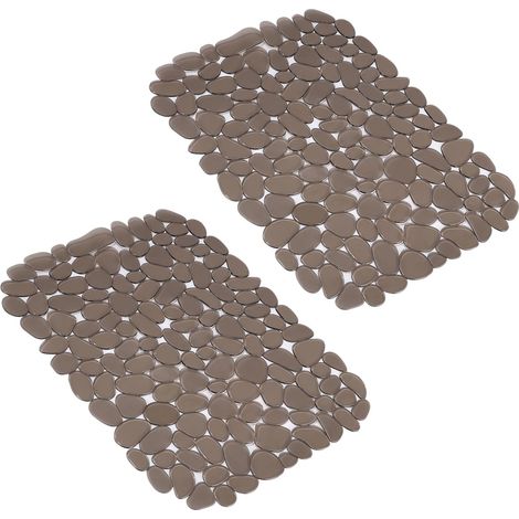 Set mit 2 PVC-Spülbeckenschutzmatten, 40 x 30 cm, kieselsteinförmige Spülbeckenmatten für den Boden des Küchenspülbeckens (Hellgrau)