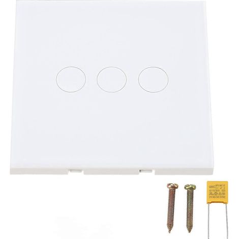Interrupteur tactile intelligent, verre trempé blanc, commande monofilaire, montage mural, 110 V (1/4)