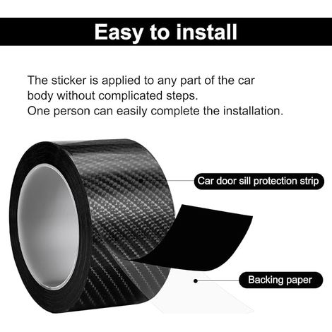 Rouleaux Film Carbone Anti-Rayures, Bande de Seuil de Porte  Autocollant Adhésif Protection Voiture, Noir Brillant (5 cm x 10 M/Rouleau) (1/4)