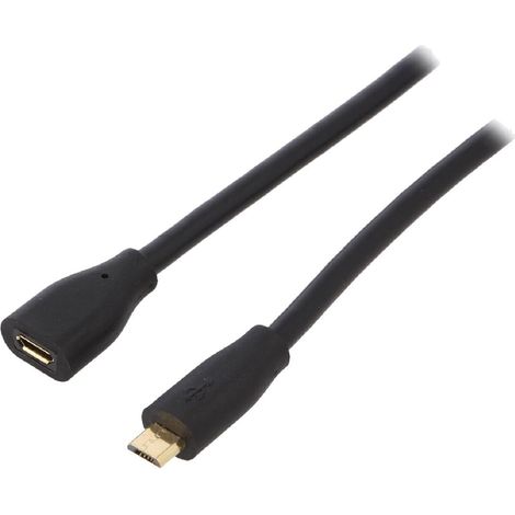 Cable USB 2.0 port USB B micro USB B micro prise male 500cm - Noir