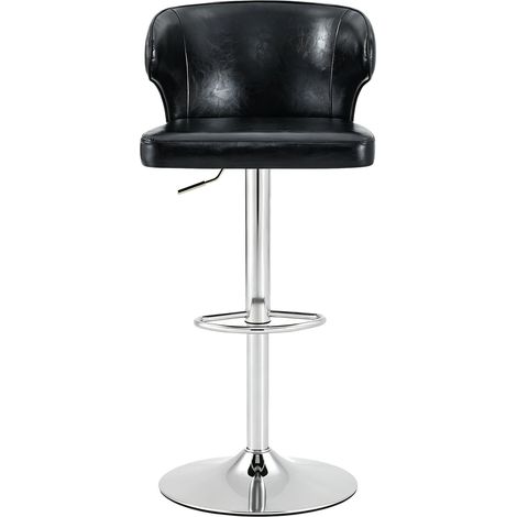 Lot de 2 tabourets de bar réglables en hauteur avec dossier, pivotants à 360°, base large et repose-pieds, design moderne pour cuisine et bar (1/5)