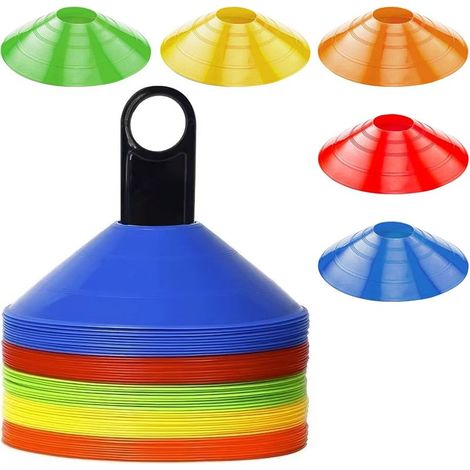 Football cone markers, training cones, with mesh bag, buckle straps, 5 colours, sports cones for demarcating football training (1/5)