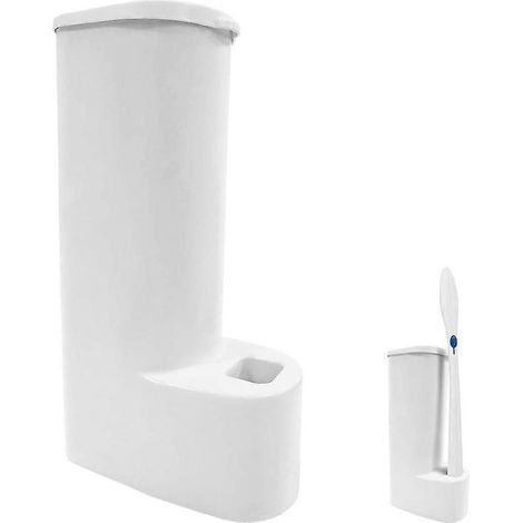 Support mural pour recharge de brosse de toilette jetable (blanc) (support uniquement, brosse non incluse) (1/5)