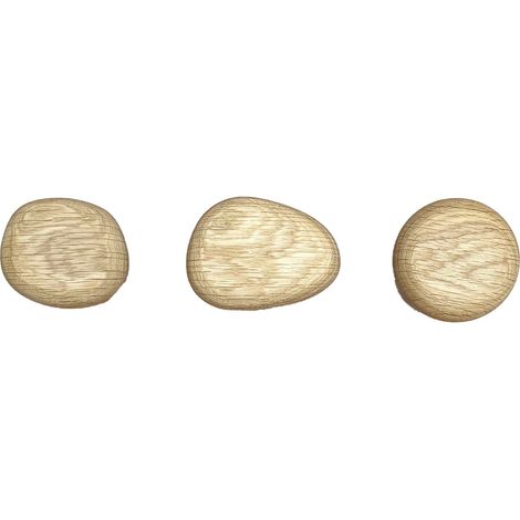 Lot de 3 patères forme organique en chêne massif