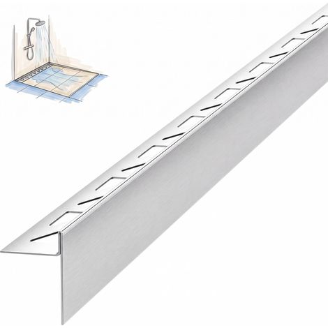 Dalsys Gefällekeil Dusche, Gefälleprofil, Silber Duschprofil für begehbare Dusche, Edelstahl korrosionsbeständig - Gefälleprofil 148cm, Höhe 10mm, Rechts (1/5)