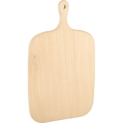 Planche à découper en bois de hêtre robuste avec trou de suspension, plateau à fromage multifonction pour cuisine, apéritif, café, bar - Taille L (33x19x1,5cm) (1/5)