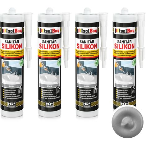 IsolBau Sanitärsilikon Grau 4 x 300 ml (1/5)