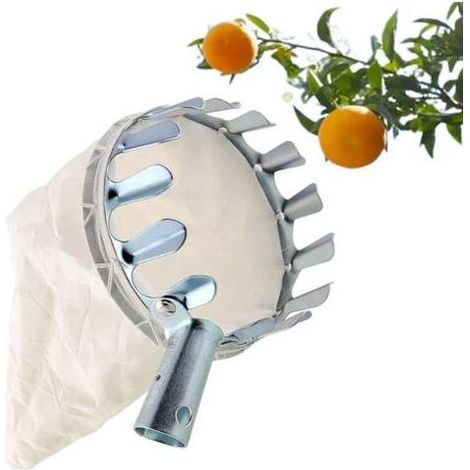 FENOPLASTICAOutil de Cueillette de Fruits,Cueilleur de Fruits avec Sac en Tissu, Cueille-Fruits,Cueille Pomme pour la Cueillette des Pommes Oranges Pêches Poires Cerises (1/5)