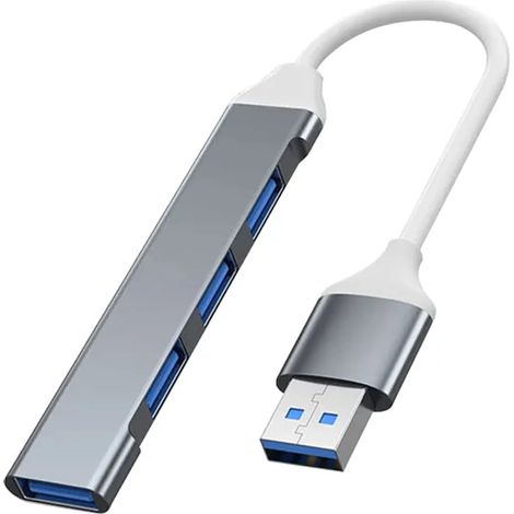 Concentrador y divisor de datos USB-C de aleación de aluminio de 4 puertos (gris) (1/5)