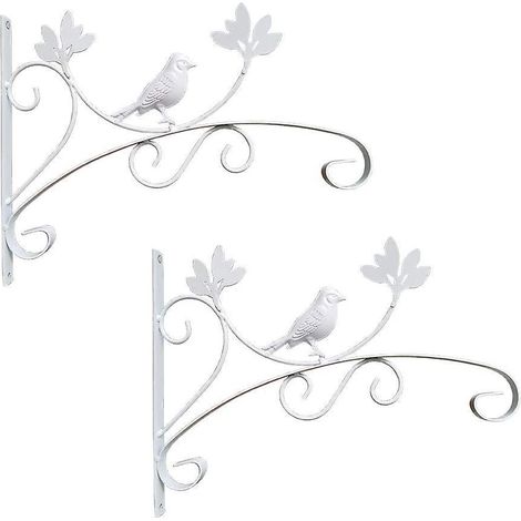 2 Pcs Crochet Blanc Suspension Plante Forme De Oiseaux Supports De Panier Suspendus En Mtal Pour Jardin Balcon