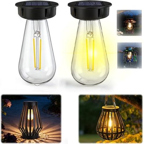 Lot de 2 unités de remplacement pour lampe solaire – 7 cm – LED – Étanches – Noires – Lanternes extérieures (1/5)