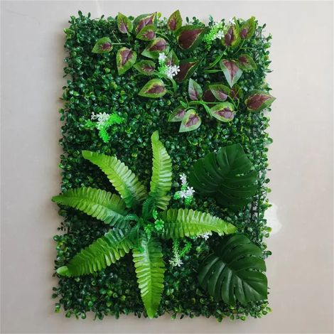 1 pièce de panneau mural de plantes vertes artificielles 3D, simulation de fond de plantes bioniques pour décoration d'exposition d'herbe synthétique de pelouse extérieure (1/5)