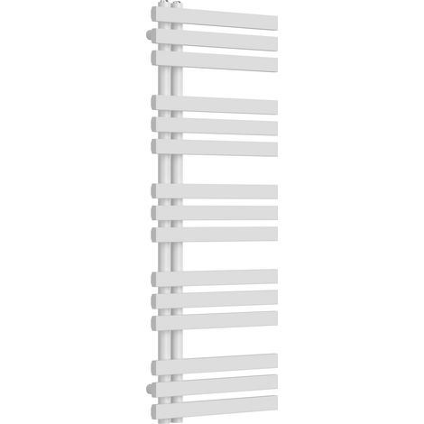 Radiateur sèche-serviettes chauffage salle de bain acier 120 x 50 cm blanc (1/5)