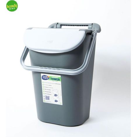 Pattumiera Belli E Forti Tower Bin 40 lt Grigio Con Maniglione